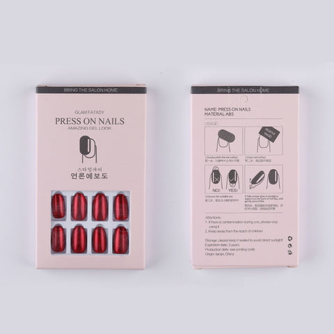 N59 New female red series removable false nail patch 24pcs/box with tools