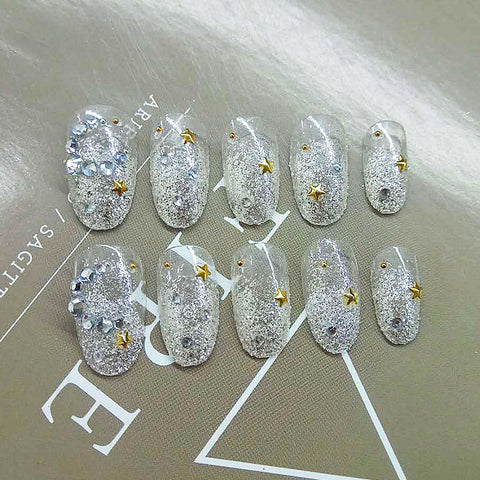 N72 ladies hot sale long false nail patch 24pcs/box with jel glue