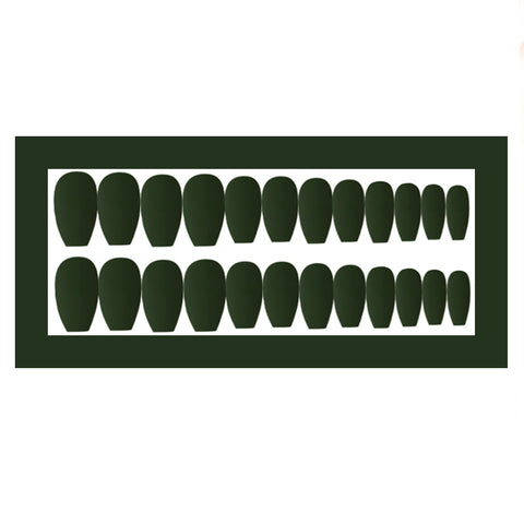N78 Matte dark green removable nail patch false nail 24pcs/box with jel glue