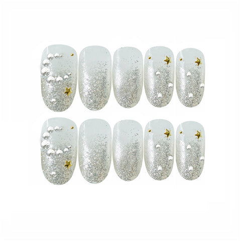 N72 ladies hot sale long false nail patch 24pcs/box with jel glue