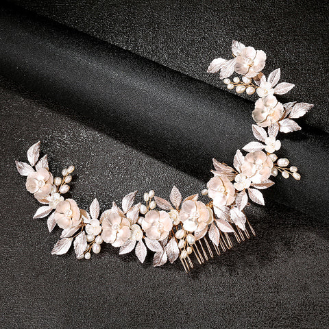 K11 Bridal Mori Headwear Freshwater Pearl Gold Leaf Hair Comb Accessories