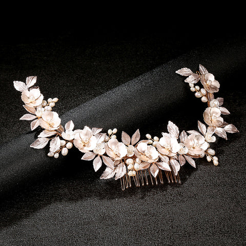 K11 Bridal Mori Headwear Freshwater Pearl Gold Leaf Hair Comb Accessories
