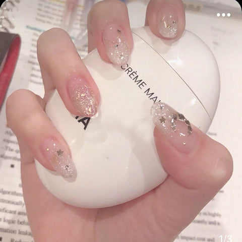 N72 ladies hot sale long false nail patch 24pcs/box with jel glue