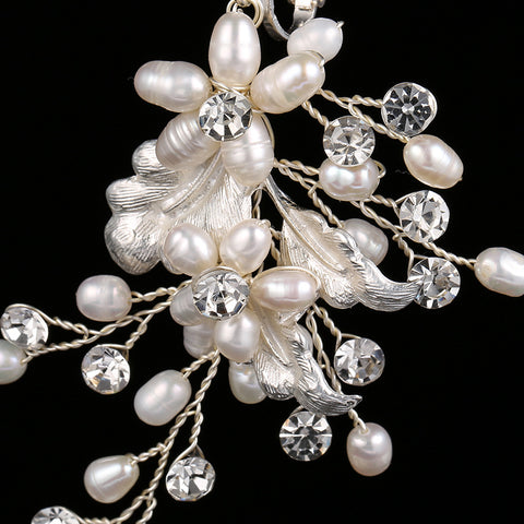 K12 Simple alloy flower earrings Golden freshwater pearl hair accessories