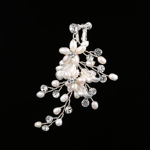 K12 Simple alloy flower earrings Golden freshwater pearl hair accessories