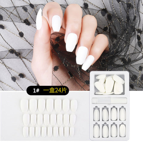 N44 New lady frosted false nails 24pcs/box with jel glue