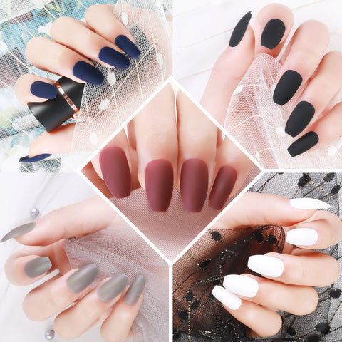 N44 New lady frosted false nails 24pcs/box with jel glue