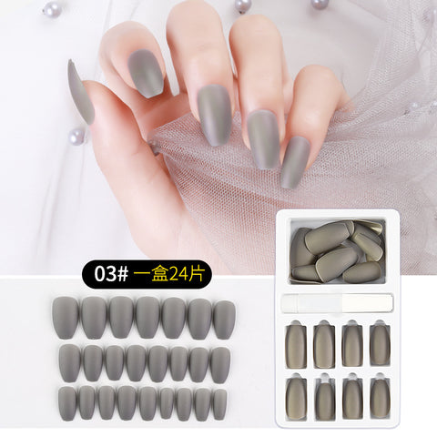 N44 New lady frosted false nails 24pcs/box with jel glue