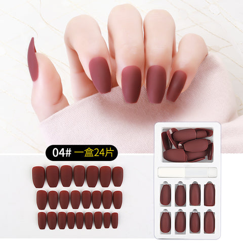 N44 New lady frosted false nails 24pcs/box with jel glue
