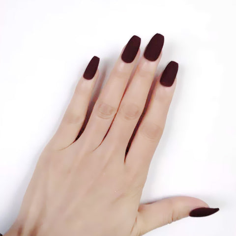 N70 Solid color frosted dark coffee false nails wearable nail 24pcs/box with jel glue