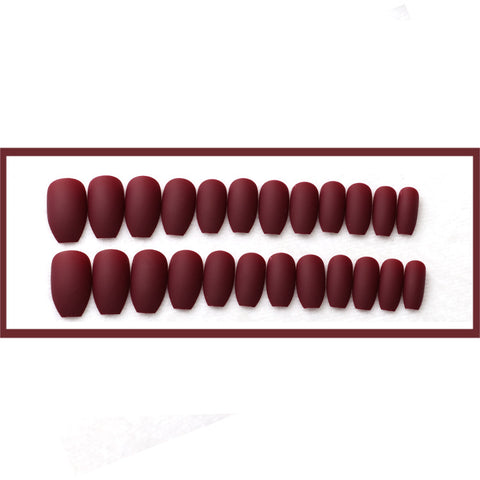 N70 Solid color frosted dark coffee false nails wearable nail 24pcs/box with jel glue