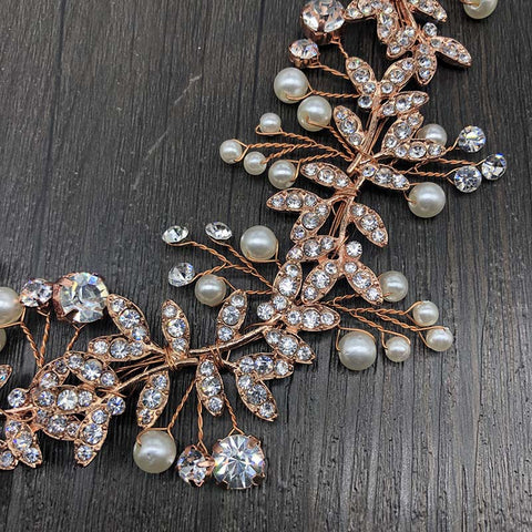 K13 Creative European and American Pearl Leaf Handmade Bridal Headdress
