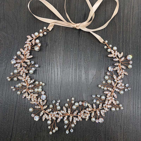 K13 Creative European and American Pearl Leaf Handmade Bridal Headdress