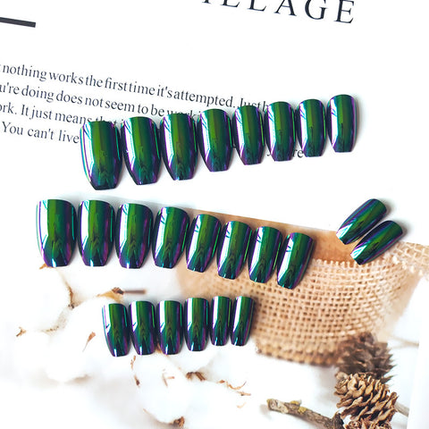 N64 Mirror super wear armor long coffin false nail 24pcs/box with jel glue