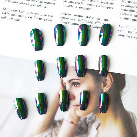 N64 Mirror super wear armor long coffin false nail 24pcs/box with jel glue