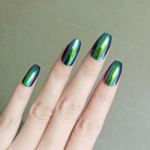 N64 Mirror super wear armor long coffin false nail 24pcs/box with jel glue