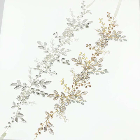 K18 Bridal  hair band Long leaf crystal hair accessories