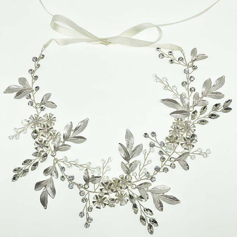 K18 Bridal  hair band Long leaf crystal hair accessories