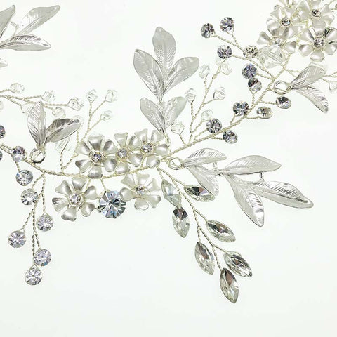 K18 Bridal  hair band Long leaf crystal hair accessories