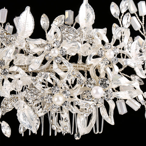 K19 Bridal headdress hair comb golden flowers leaves headdress accessories