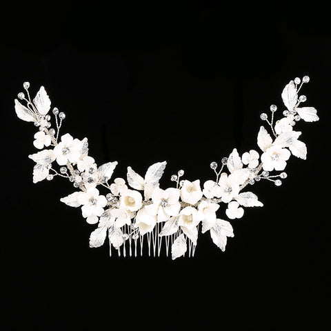 K20 Bridal headdress hair comb golden flowers leaves headdress accessories