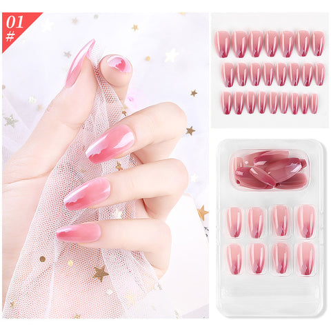 N74  long ballet false wearable nail plates 24pcs/box with jel glue