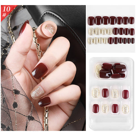 N74  long ballet false wearable nail plates 24pcs/box with jel glue