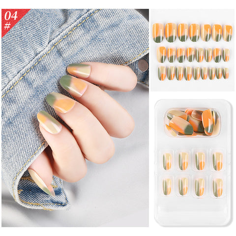 N74  long ballet false wearable nail plates 24pcs/box with jel glue