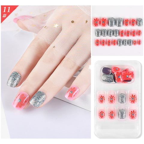 N74  long ballet false wearable nail plates 24pcs/box with jel glue