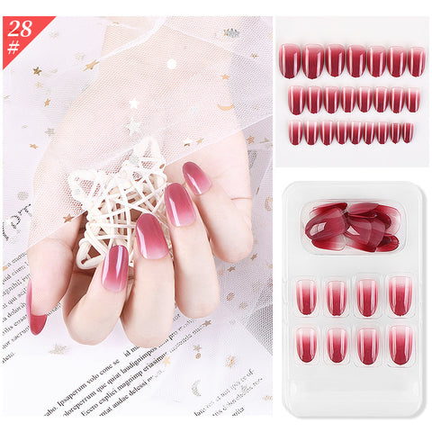 N47 long ballet false nail removable nail patch 24pcs/box with jel glue