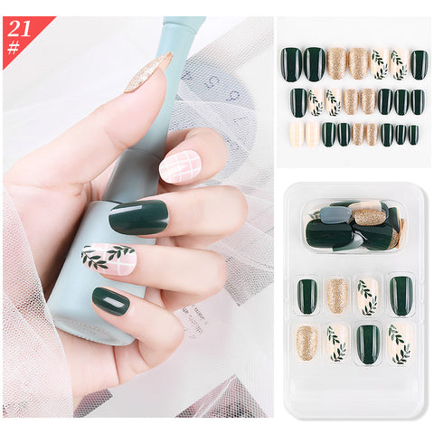 N47 long ballet false nail removable nail patch 24pcs/box with jel glue