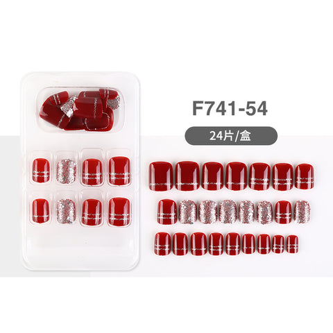 N50  French ballet style false wearable nail 24pcs/box with glue
