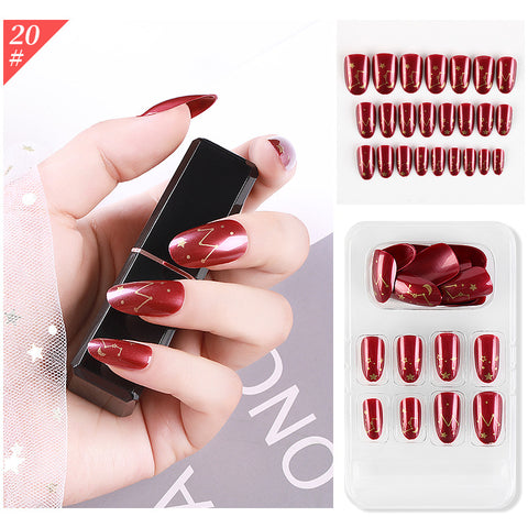 N47 long ballet false nail removable nail patch 24pcs/box with jel glue