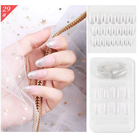 N74  long ballet false wearable nail plates 24pcs/box with jel glue