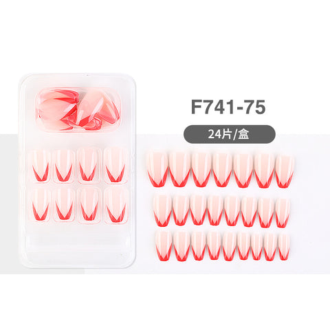 N50  French ballet style false wearable nail 24pcs/box with glue