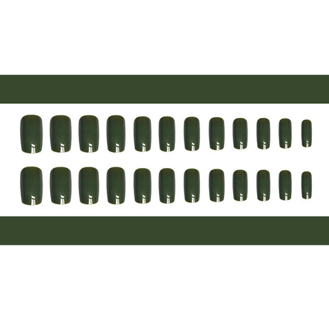 N69 Fashion ladies long olive green removable false nails 24pcs/box with jel glue