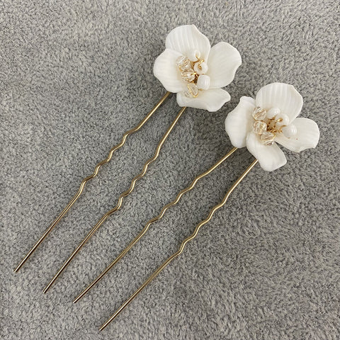 K25 New fashion Handmade Ceramic Flower Hairpin