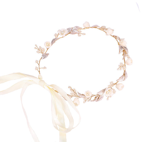 K29 Gold Handmade Ceramic Flower Earrings and Hair Comb Set Wedding Accessories Hair Hairpin