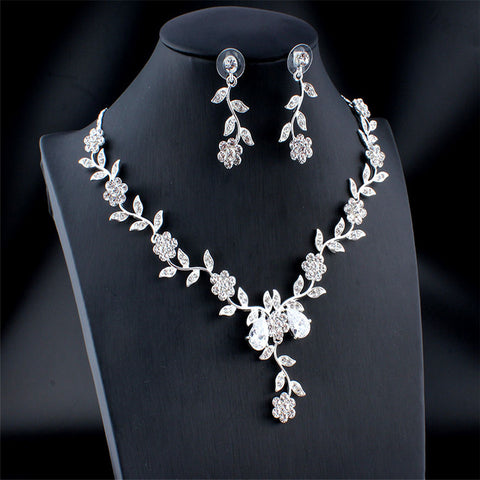 White Water Wave Chain Pearl Women's Wedding necklace earrings accessories