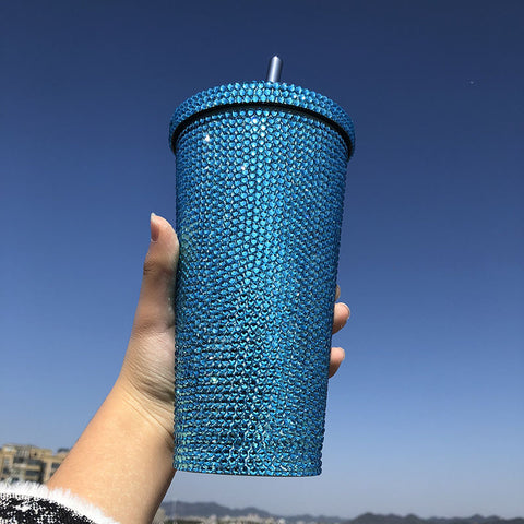 Stainless steel Full drill straw high-end luxury cup