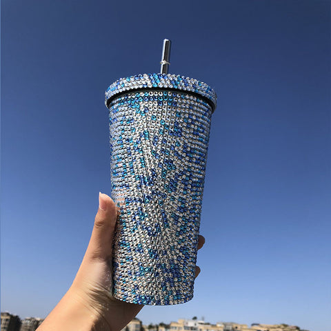 Stainless steel Full drill straw high-end luxury cup