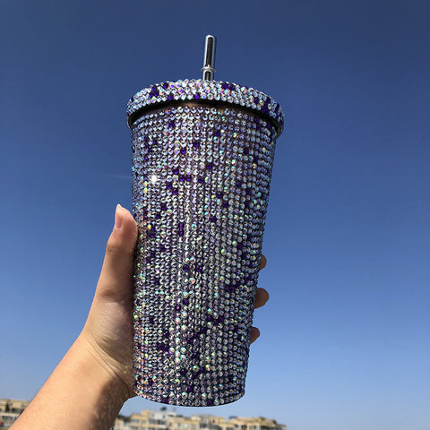 Stainless steel Full drill straw high-end luxury cup