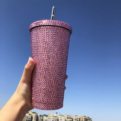 Stainless steel Full drill straw high-end luxury cup