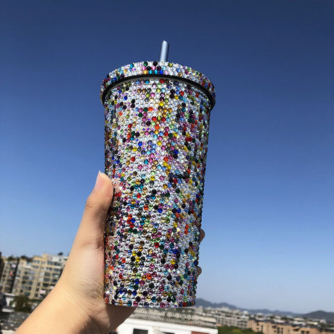 Stainless steel Full drill straw high-end luxury cup