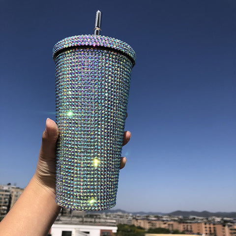 Stainless steel Full drill straw high-end luxury cup