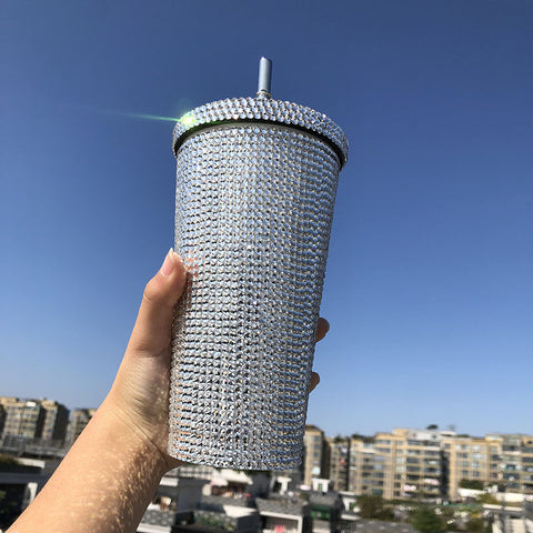 Stainless steel Full drill straw high-end luxury cup