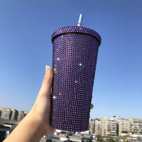 Stainless steel Full drill straw high-end luxury cup