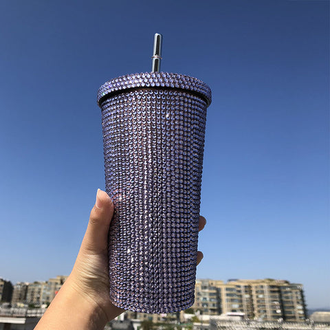 Stainless steel Full drill straw high-end luxury cup