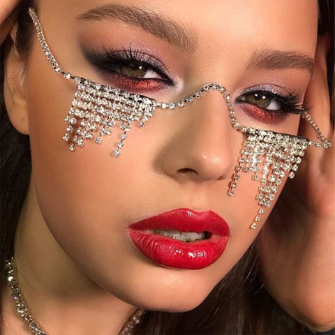 Luxury Rhinestone Fringe Eyeglass Frame Facial Ornament
