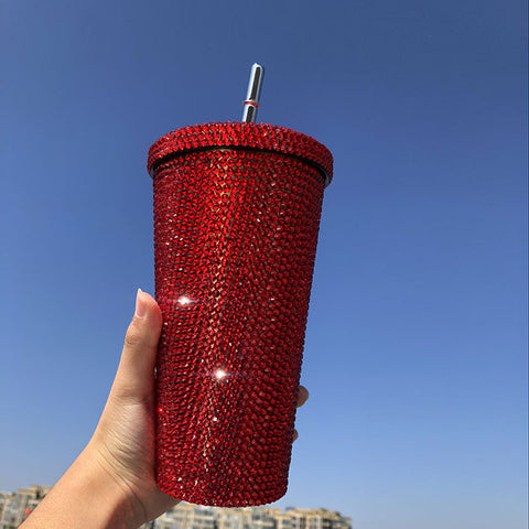 Stainless steel Full drill straw high-end luxury cup